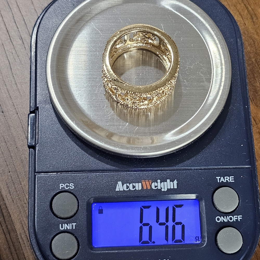 925 Gold Vermeil and Crystal Band Ring - Picture 14 of 16